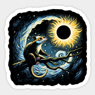 Nighttime Nomad: Opossum Eclipse Adventure Tee for Wildlife Enthusiasts Sticker
